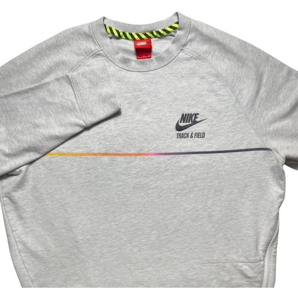 Nike Womens Sz XL AW77 Track And Field Crewneck With Side Zip Birch Cotton-1328